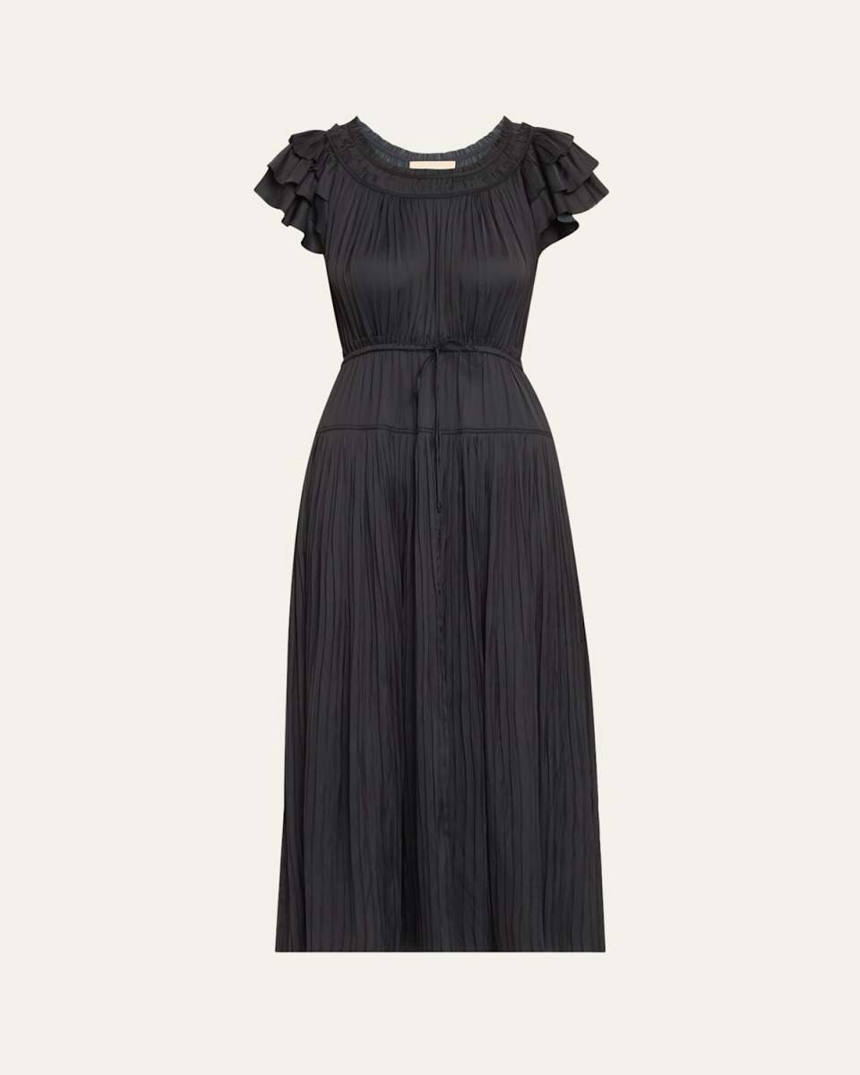 Kalesta Pleated Ruffle Mini Dress